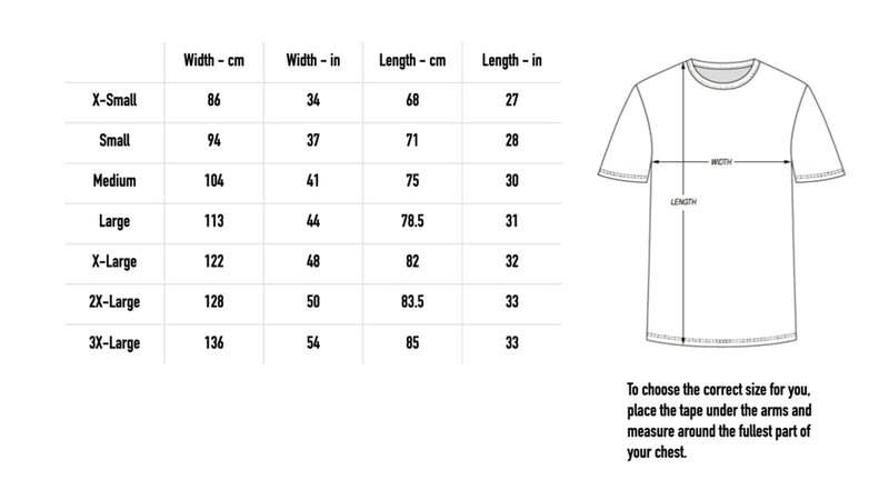 Size chart for Brothers T-Shirt - White