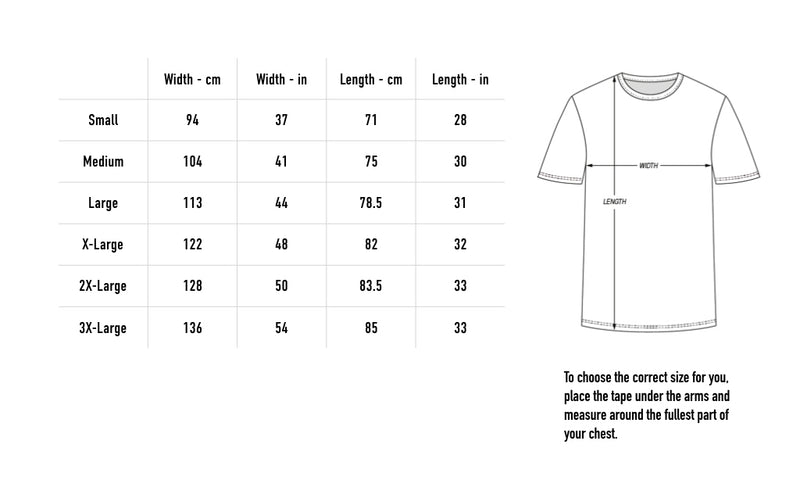 Size chart for Eden T-Shirt - Black
