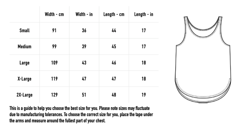 Size chart for Logo Fitted Tank Top - Black